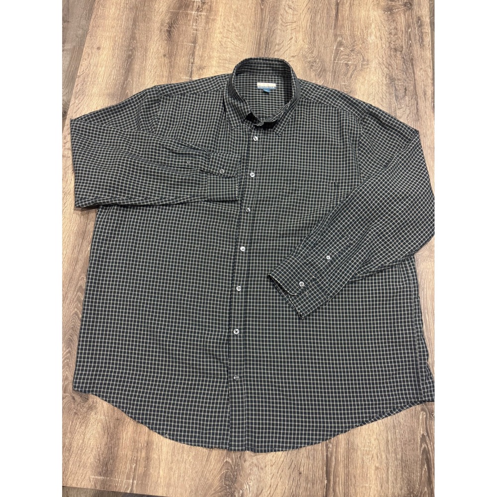 Breakwater Mens XXL Long Sleeve Button Down Shirt Grid Pattern Black White